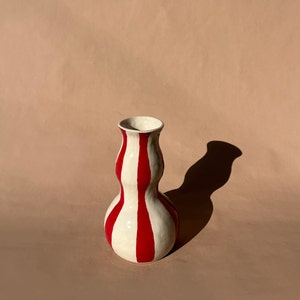 Red Stripes Ceramic Vase, Ceramic object, Ceramic decoration Handmade ceramics image 1