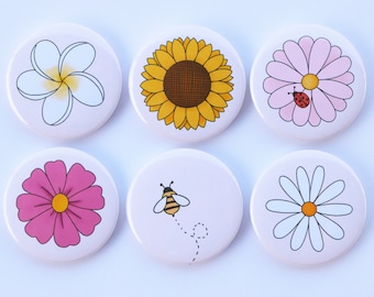 Flower Fridge/Whiteboard Magnets | Set of 6