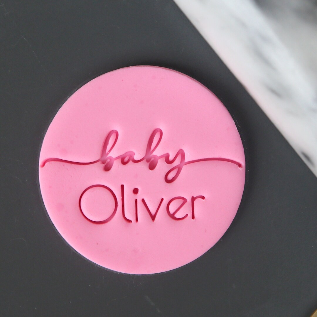 Personalised Baby Name Stamp & SHARP Cutter Fondant Embosser Cookie ...