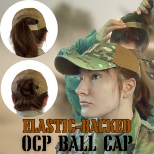 Military OCP Ball Cap Tactical Women&#39;s Cover Elastic For Ponytail Bun