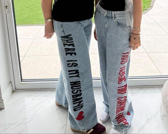 Op maat gemaakte handgeschilderde jeans