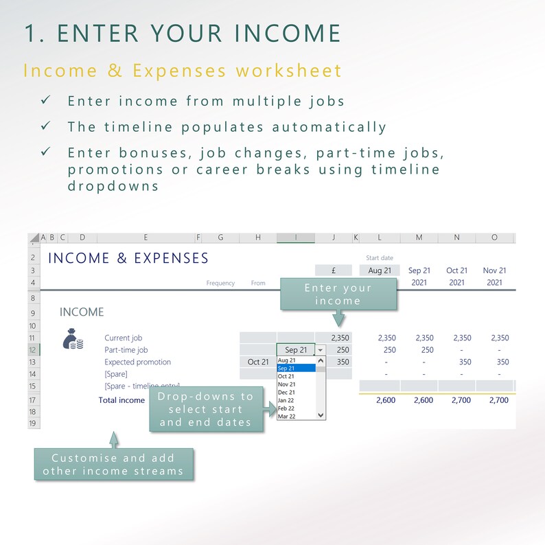 Personal Savings Planner Template | 5 Year Forecast | Auto Piggy Bank | Track & Achieve your Savings Goals | Spreadsheet | Digital Download image 4