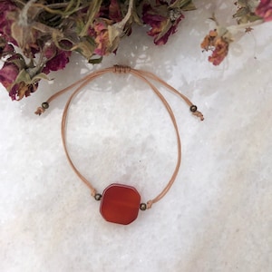 String bracelet Adjustable bracelet Tie strap bracelet with a red agate Bracelet with gemstone beach lovers arm band hipster bangle gift