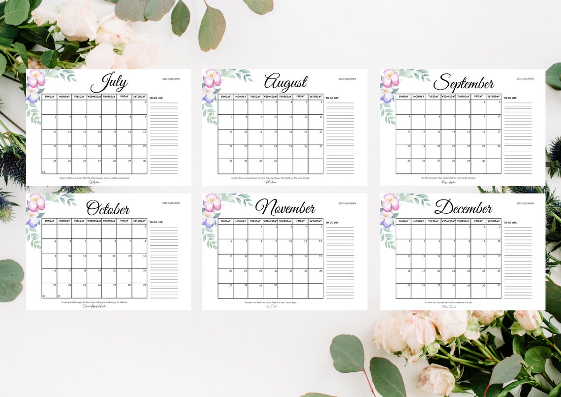 printable 2022 calendar a4 size in pdf and jpeg format etsy