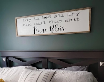 bedroom sign, above bed decor, pure bliss, wood sign, signs with quotes, lyric sign, merch, wedding gift