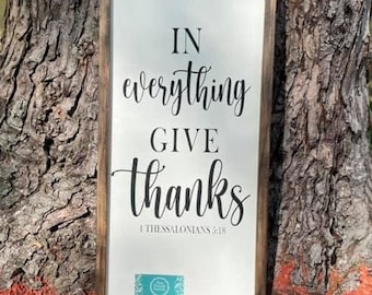 In everything give thanks, farmhouse decor, wall decor, farmhouse sign, wood sign, thanksgiving sign, fall sign, fireplace decor, mantle