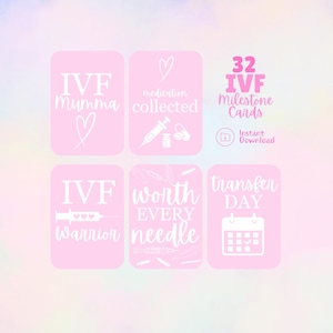 IVF Journey Milestone 34 cards | Digital download | fertility journey cards | infertility support cards | IVF pink printable cards