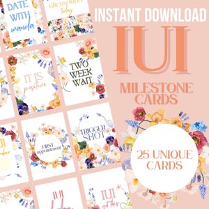 IUI Journey Milestone cards | Digital download | fertility journey | wild flowers | IUI infertility trying to conceive | TTC cards printable