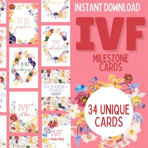IVF Journey Milestone cards | 34 Digital download ivf cards | fertility journey | wild flowers | IVF MILESTONE Cards for infertility journey