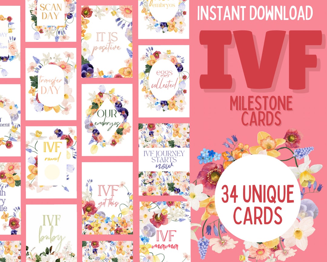 IVF Journey Milestone Cards Digital Download Fertility Journey Wild ...