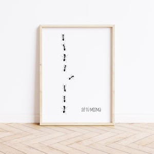 Lámina Hormigas SÉ TÚ MISMO/A en castellano, catalán, euskera e inglés. Lámina decorativa para niños, jóvenes y adultos