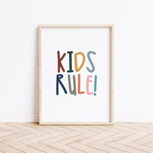 Lámina KIDS RULE!. Decoración infantil, Ilustración, Póster, Artprint, Cuadros para niños, Láminas decorativas