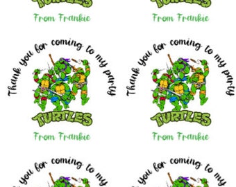 Personalised Ninja Turtle sweet cone labels / loot bag labels tags stickers