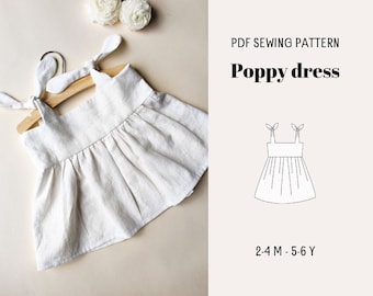Poppy dress + top, PDF sewing pattern, easy sewing pattern, girls sewing top, ruffle sewing top,