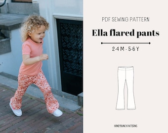 Flared pants Pattern For Girls, Flared pants Sewing PDF, Toddler Girl Patterns, DIY Craft Project, Clothing Patterns Sewing Kid
