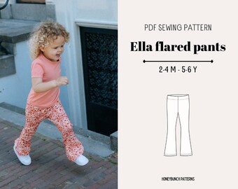 Flared pants Pattern For Girls, Flared pants Sewing PDF, Toddler Girl Patterns, DIY Craft Project, Clothing Patterns Sewing Kid