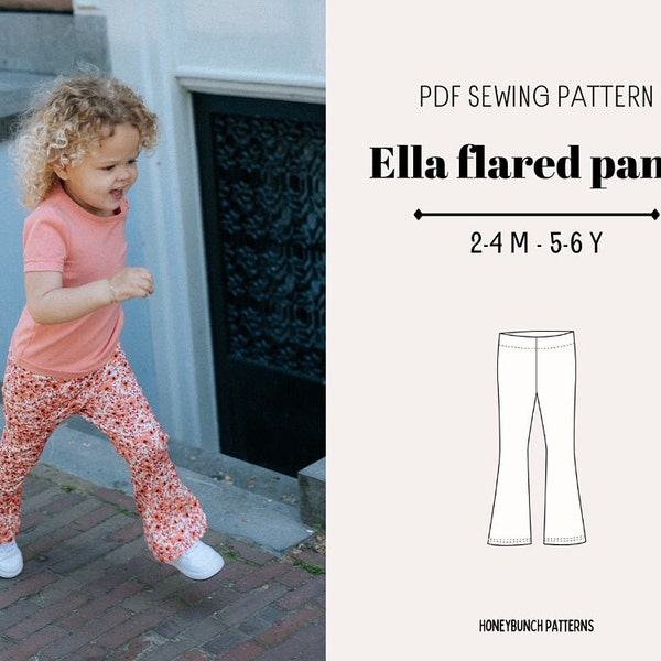 Flared pants Pattern For Girls, Flared pants Sewing PDF, Toddler Girl Patterns, DIY Craft Project, Clothing Patterns Sewing Kid