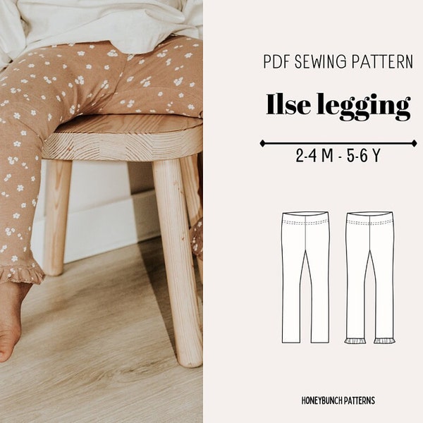 Leggings Schnittmuster PDF, Baby Schnittmuster PDF, Mädchen Schnittmuster PDF, einfach Baby Legging, PDF Schnittmuster Mädchen, Legging nähen PDF