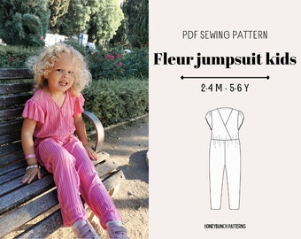 Jumpsuit sewing Pattern For Girls, Jumpsuit Sewing PDF, Toddler Girl Patterns, Clothing Patterns Sewing Kid, DIY kids, jumpsuit pattern