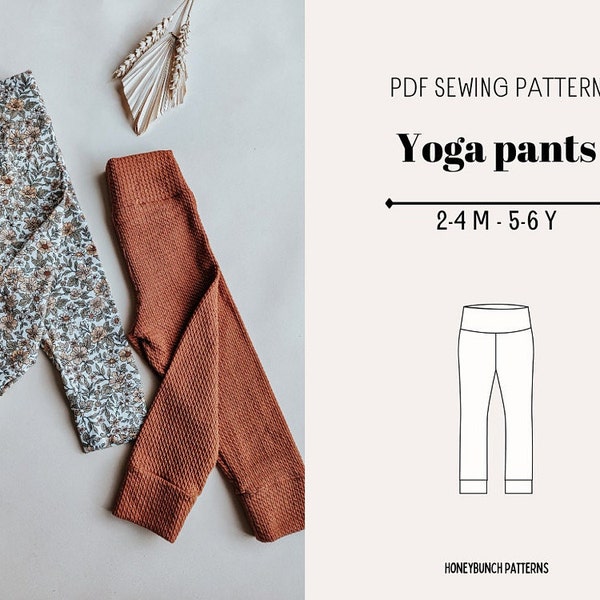 Baby girl leggings | Newborn girl legging | PDF sewing pattern kids | no elastic leggings | grow with me pattern | girl sewing pattern