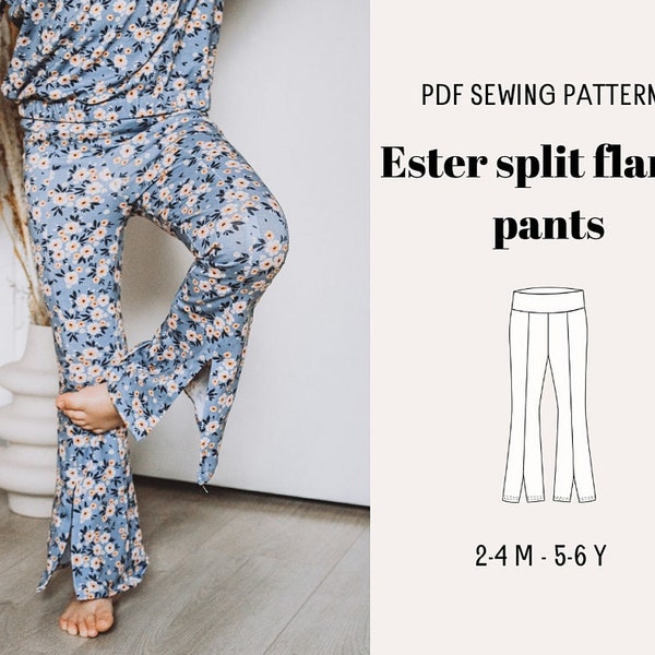 Flared pants Pattern For Girls, easy Flared pants Sewing PDF, Toddler Girl Patterns, DIY Craft Project, Clothing Patterns Sewing Kid,