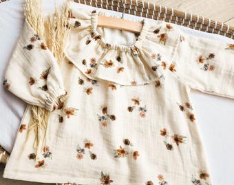 Baby Top mit Kragen, PDF Kinder Schnittmuster, Easy Top PDF Schnittmuster, Kinder Top Schnittmuster, Mädchen Top Schnittmuster, Baby Bluse PDF Schnittmuster