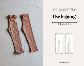 Patrón de costura de leggings para bebé, patrón de costura de pantalones para bebés y niños en PDF, patrón de leggings para bebé, pantalones para niños en PDF, patrón de leggings fáciles, PDF para niños