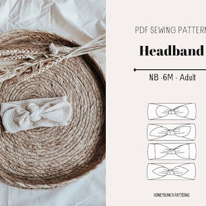 Girl bow PDF pattern | Bow headwrap pattern | Mama and me pattern | Sewing pattern PDF | Stretchy headband | adult headband pdf | Honeybunch