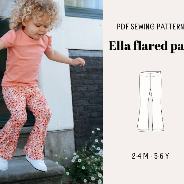 Patron de pantalon évasé pour fille, PDF de pantalon évasé à coudre, motifs pour toute-petite fille, projet d'artisanat DIY, patrons de vêtements pour enfant