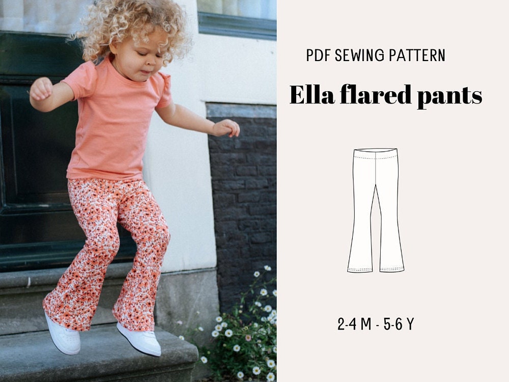 Flare leggings sewing pattern for children up to 10 years, girl's flare pant  pattern – Vagabond Stitch