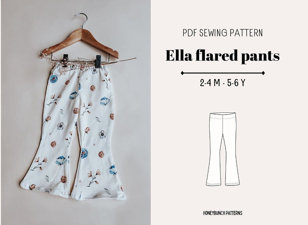 Baby Flared Pants Sewing Pattern, Kids Flared Pants Pattern, Toddler Flared Pants Sewing Pattern