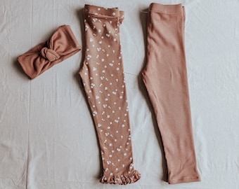 Enkelt leggingsmönster | leggingsmönster för flickor | PDF-sömnadsmönster | leggings för nyfödda | rosettmönster för babyn i PDF-format | leggings för flickor | Honeybunch