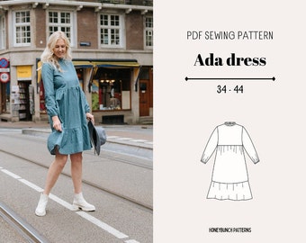 DIY Dress Sewing Pattern, Women’s Dress Patterns, dress with ruffles PDF Pattern, Sewing PDF Women, Sewing Tutorial, Women’s Patterns,