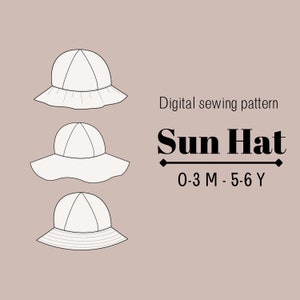 Easy sun hat girls, Baby Sun hat PDF Sewing Pattern, Kids Wide Brim Hat Pattern, Floppy Hat Pattern, Sun Bonnet Pattern, Bucket Hat Pattern