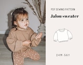 Jalou Sweater, downloadable puff sleeve pattern for kids, handmade DIY sweater, girls jumper pattern, baby clothes pattern, cardigan pattern