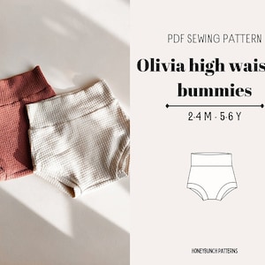 Easy bummie sewing pattern | PDF sewing pattern | Bummies sewing pattern | PDF bummies sewing pattern |  baby bummies pattern | high waisted
