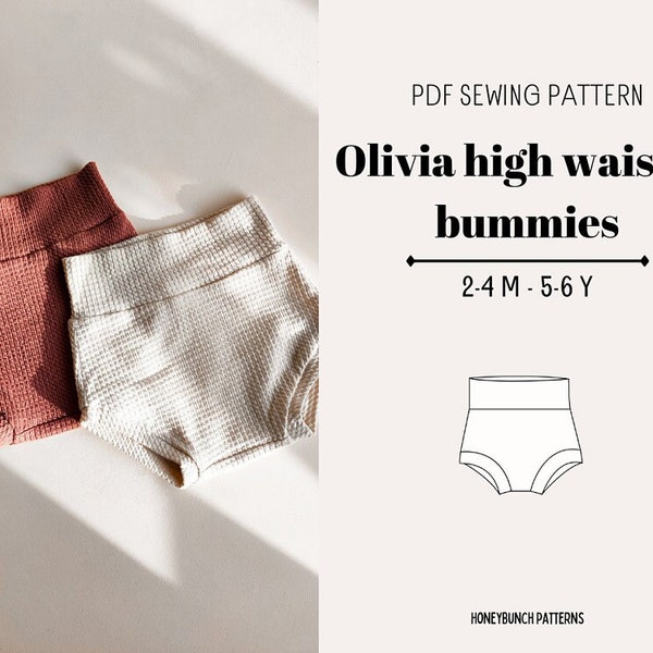 Easy bummie sewing pattern | PDF sewing pattern | Bummies sewing pattern | PDF bummies sewing pattern |  baby bummies pattern | high waisted