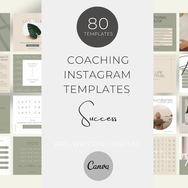 80 Editable Instagram templates for Canva, Bestseller Social media templates, Minimal Instagram Templates with pre-filled content.