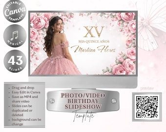 Quinceañera Slideshow Editable Canva Video | Photo Video for Reception