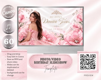 Quinceañera Slideshow Editable Canva Video | Photo Video for Reception  | Sweet Sixteen