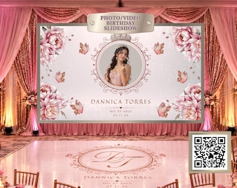 Pink Quinceañera Slideshow Template | Editable Canva Video |  Photo Video for Reception I  Editable Digital Keepsake