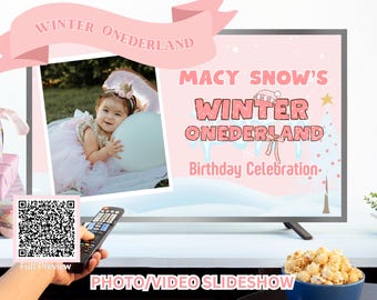 Winter Onderland Slideshow Template | Baby’s First Christmas Video | 1st Birthday Holiday Slideshow | Editable Canva Template