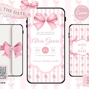 Animated Quinceañera Save the Date | Love Shack Fancy I Editable Canva Video |  Editable Digital |  Save the Date Quince Sweet 16 Floral
