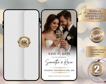 Minimalist Wedding Save the Date Template | Editable Digital Save the Date | Modern Neutral Wedding Announcement