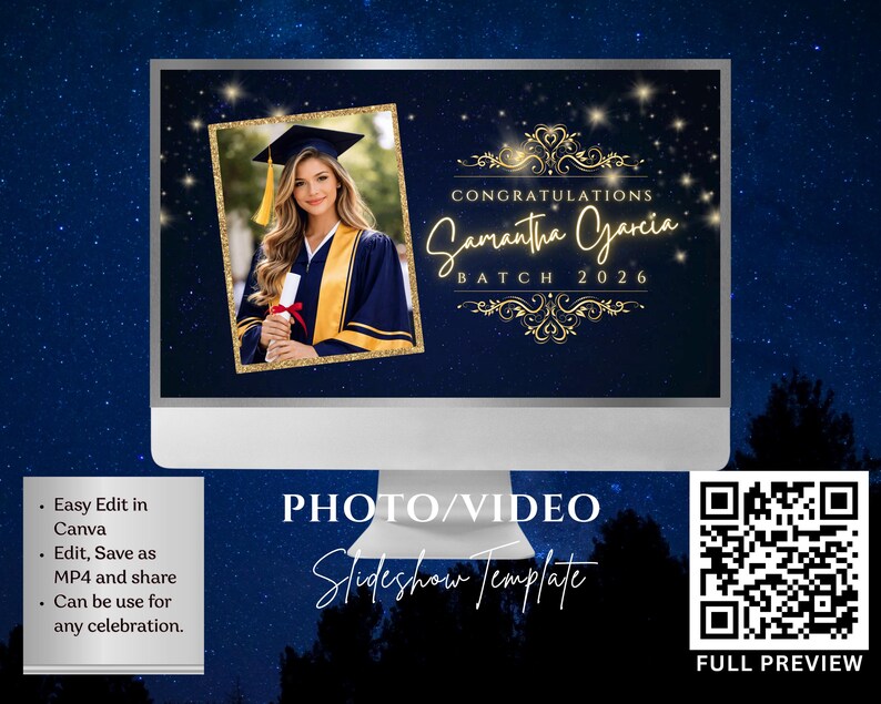 Graduation Slideshow Video Title Graduation Slideshow Template | Celestial Theme Photo Video (digital ...