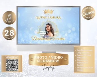 Light Blue and Gold Princess Sweet 16 Invitation | Fairytale Birthday Invite |  16th Birthday | Royal Quinceanera