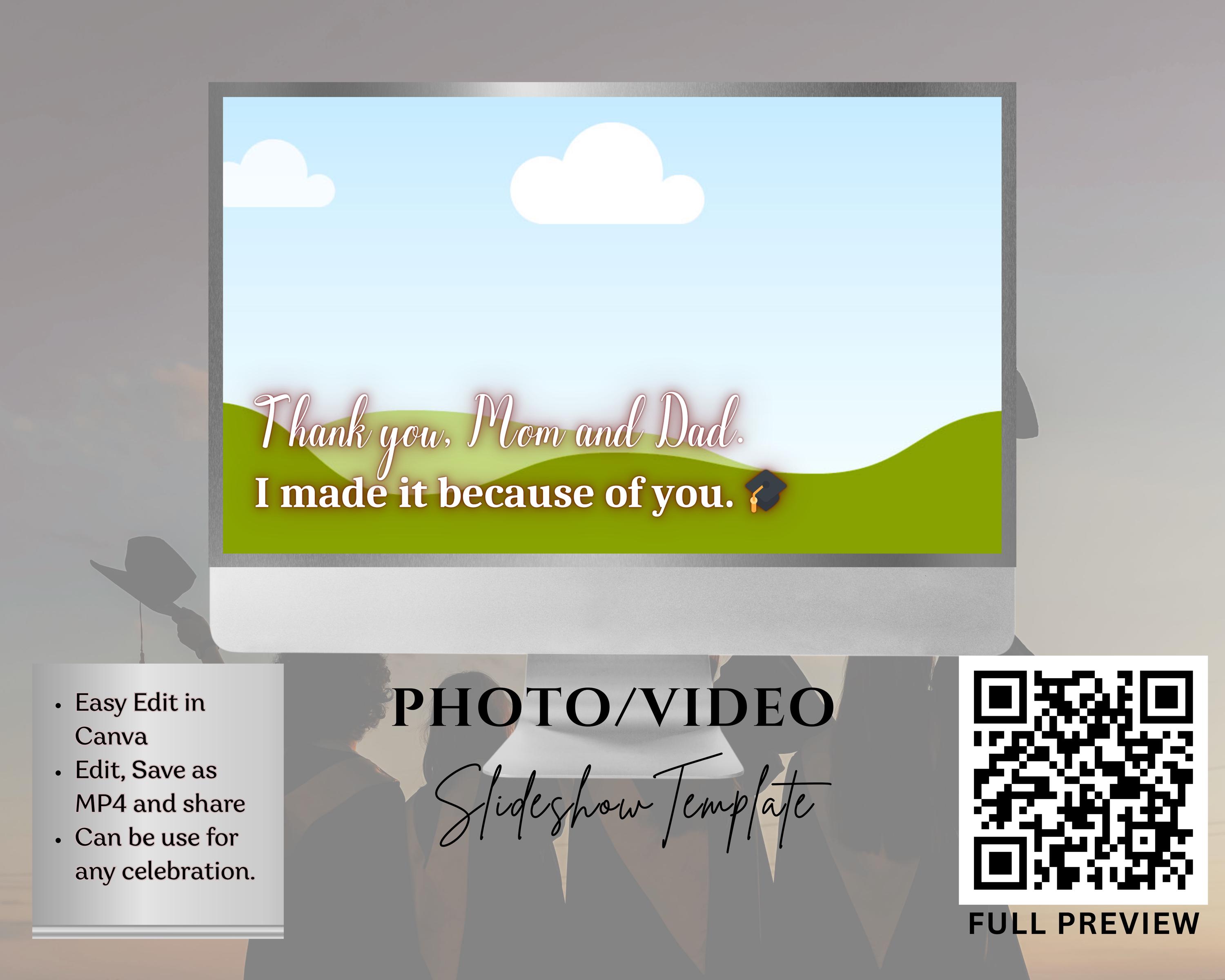 Graduation Slideshow Video Title Graduation Slideshow Template | Editable Canva Photo Video Presentation ...