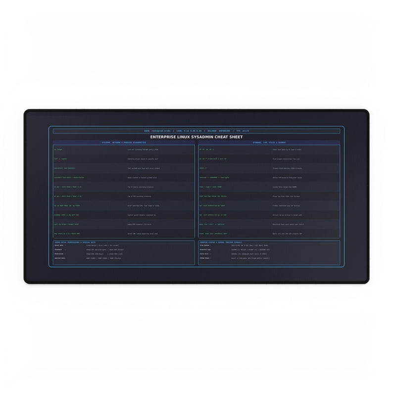 Enterprise Linux Sysadmin cheat sheet desk mat image 1