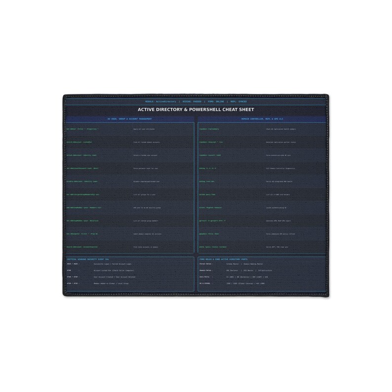 Active Directory PowerShell Cheat Sheet Floor Mat Bild 1