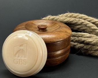 Handgemachte Holz-Rasierschaumschale mit Deckel & Sandelholz Rasierseife Puck Set Rasierschale becher Erstaunlicher Duft Mann Geschenk Feiertage Weihnachten